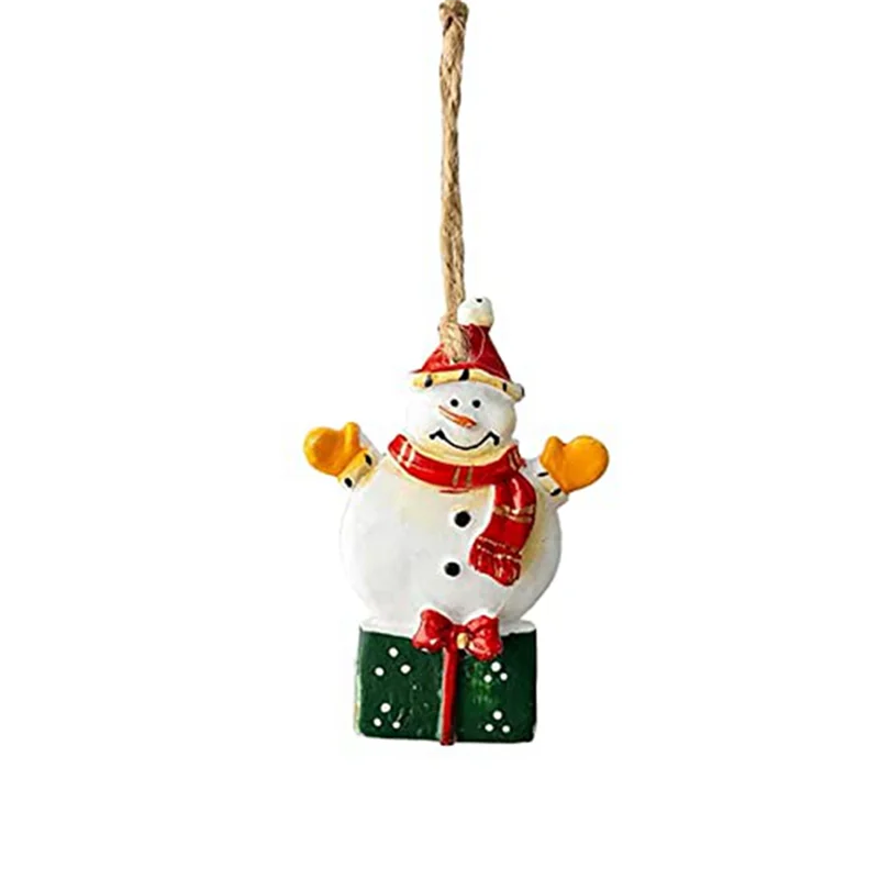 AA80-Christmas Resin Small Pendant Christmas Tree Pendant Ornaments Christmas Scene Layout Retro Handmade Painting Pendant Durab