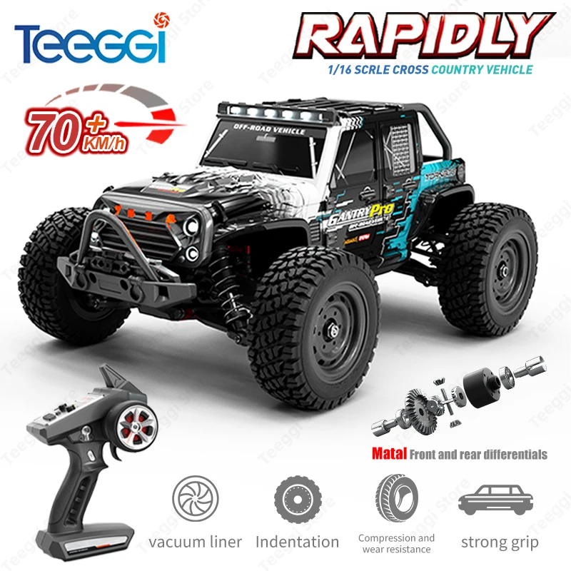 

Teeggi 16103 PRO 4WD 70KM/H RC Off-Road Car 1:16 High Speed RC Car With LED Light Drift Monster Truck Toy For Kid Gifts