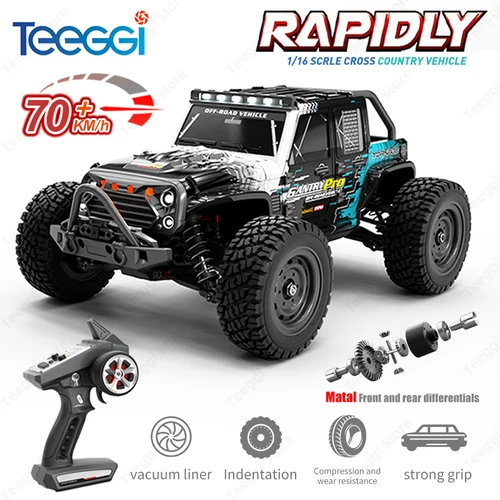 Teeggi 16103 PRO 4WD 70 KM/H RC 오프로드 자동차 1:16 고속 RC 자동차 LED 라이트 드리프트 몬스터 트럭 장난감 어린이 선물용