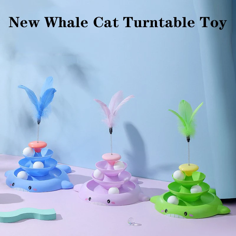 New Detachable Cat Toy Turntable Roller Ball Interactive Whale Tower Cat Track Toy For Training Kitten Gato Accessories Supplies