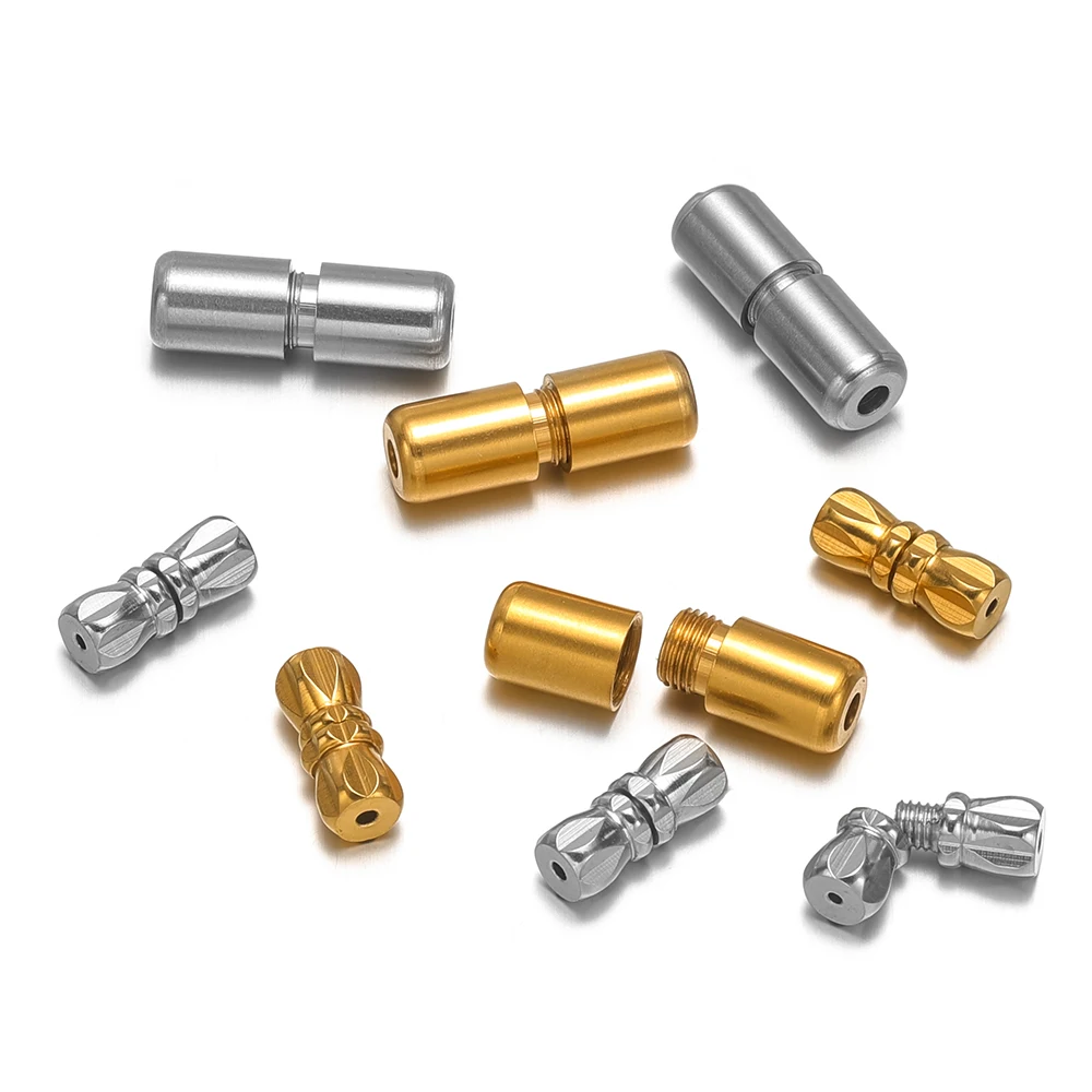 10 Stück Edelstahl-Röhrchenperlen, Kordeln, Seil-Schraubverschlüsse für DIY-Schmuckherstellung, geflochtene Armbänder, Halsketten, Ohrringe und Zubehör – Detail 3
