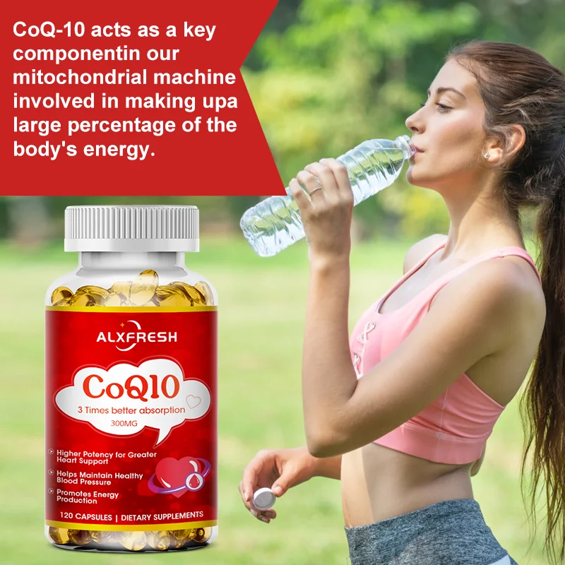 Alxfresh-CoQ10 Absorção Softgels, 300mg, 3x Absorção, 120/60 Softgels, Coenzima Q-10, Não-OGM, Sem Glúten, Vegan, Dietery, Vitaminas Suppelment