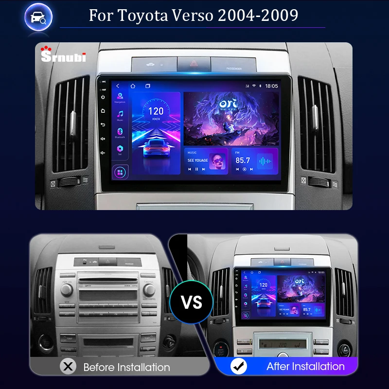 Srnubi Wireless Carplay Car Radio Android for Toyota Corolla Verso 2004 - 2009 Multimedia Player Navigation GPS 2 Din Stereo DVD