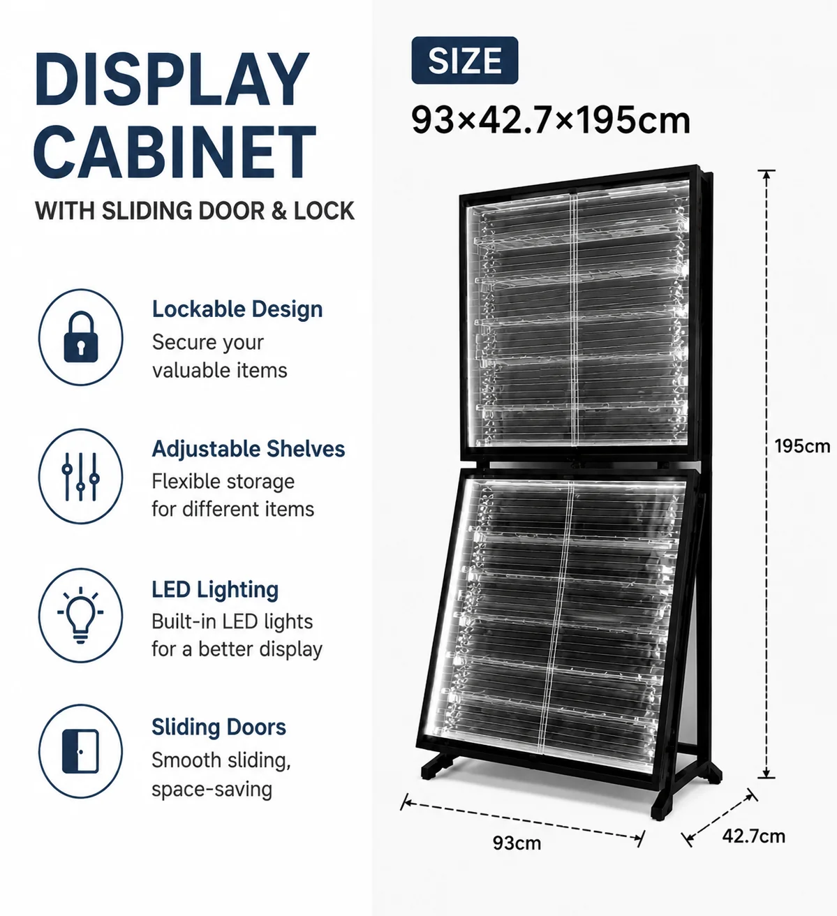 LED Lighted Trading Card Display Case Factory Custom TGC Store Graded Showcase for Sports & Baseball Cards