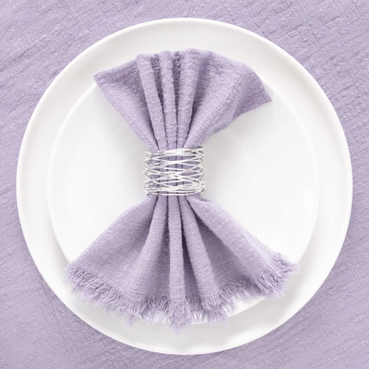20pcs 32x32cm Wholesale Purple Gauze Cotton Cloth Napkins Reusable Tea Towel Wedding Party Table Decor Retro Burrs napkin