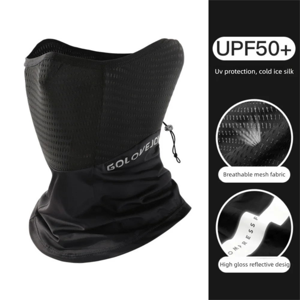 قناع حماية من الأشعة فوق البنفسجية للحماية من أشعة الشمس الرائعة من الحرير الجليدي، وشاح للوجه سريع الجفاف، قناع ركوب الدراجات الممتص للعرق وجيد التهوية