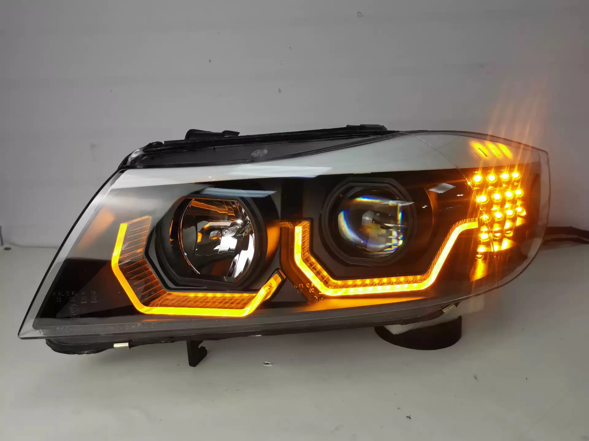 For BMW 3 series E90 06 Car LED Headlamp Angel Eyes With Projector Lens Headlights Daytime Running DRL Low High Beam Turn signal