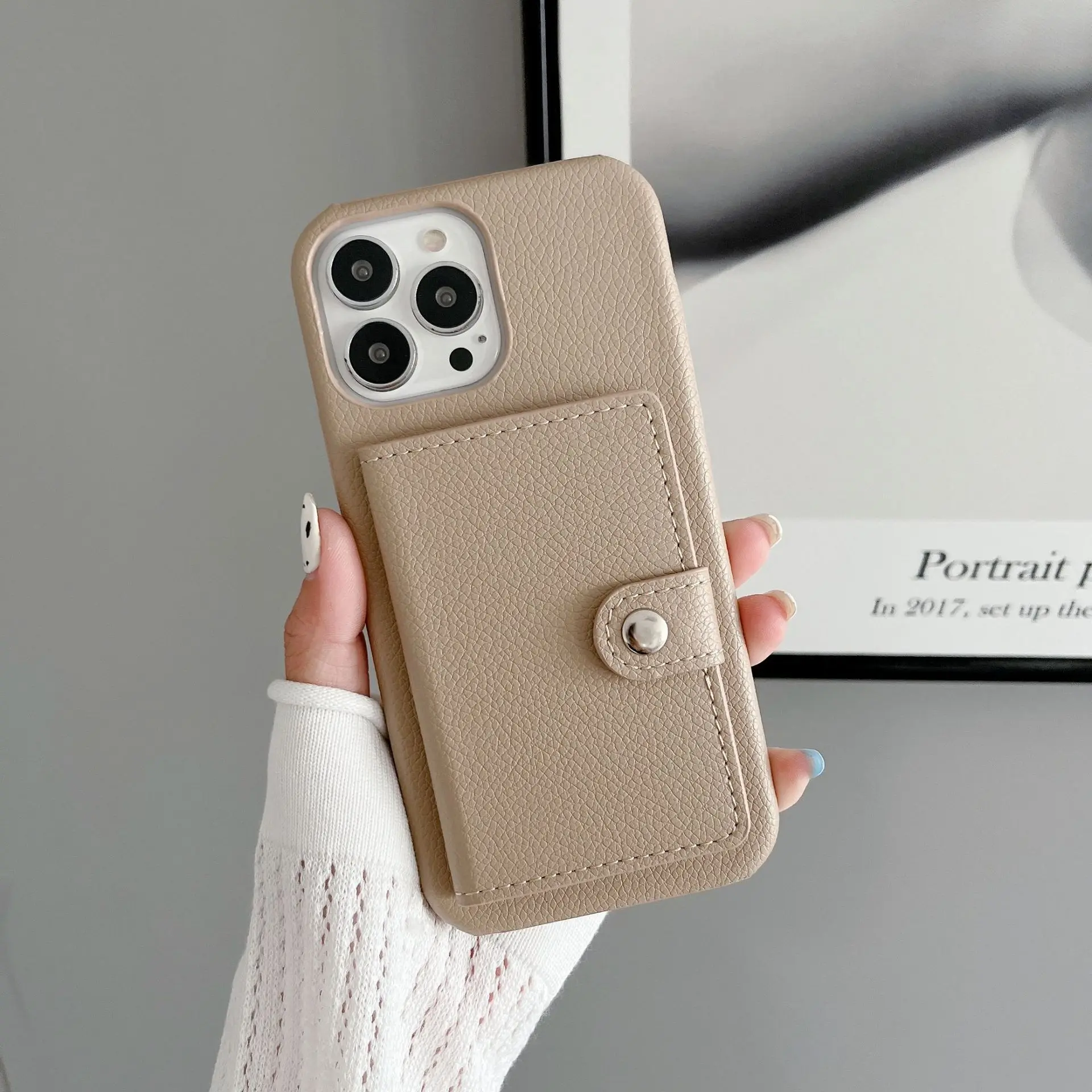 Leather Phone case cardholder For iPhone15ProMax 15Pro Plus 14 13 12 11 left and right opening multi-function