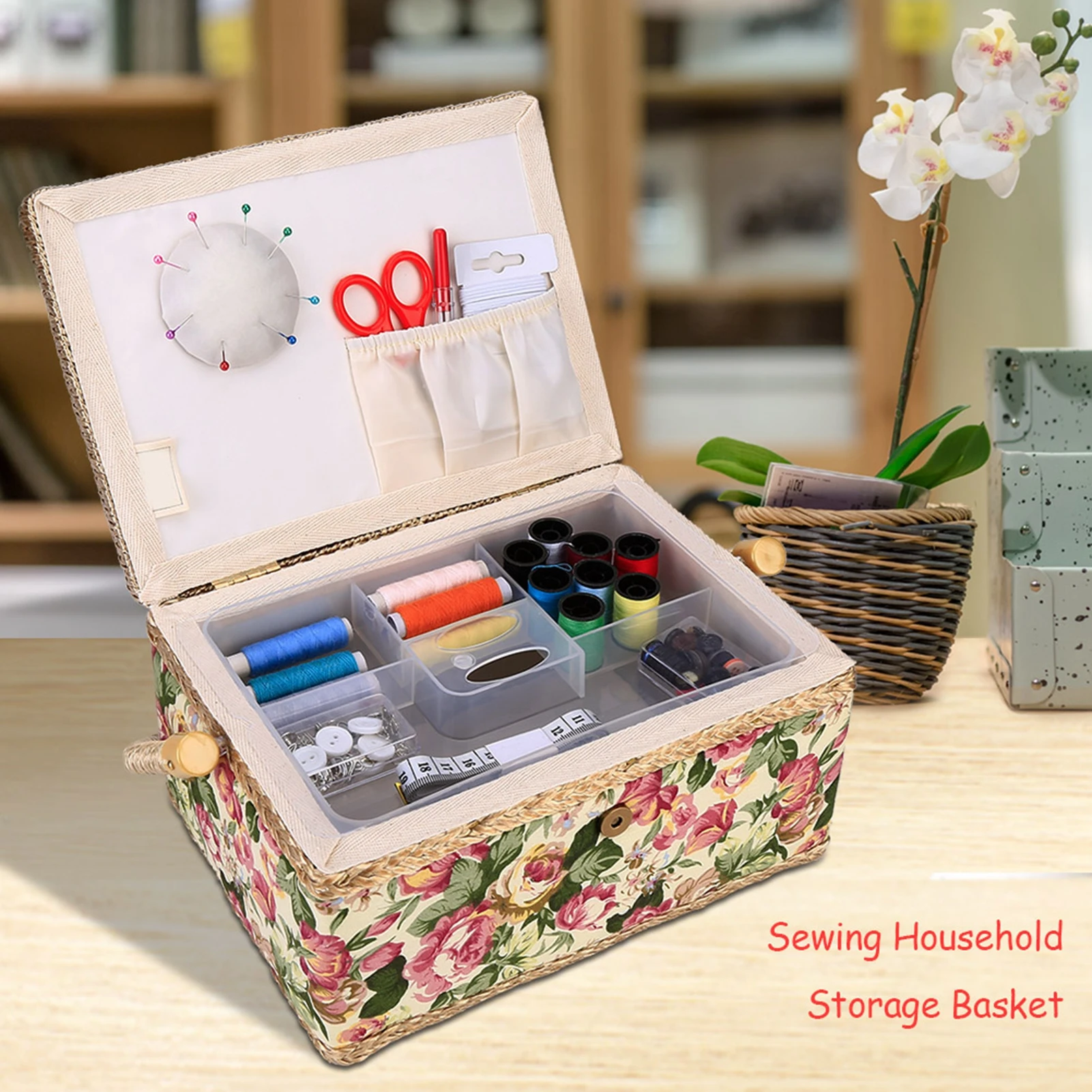 Craft Fabric Tool Needle Thread Basket Clothing Diy And Sewing Supplies Storage Household Storage Box With Plastic Partition