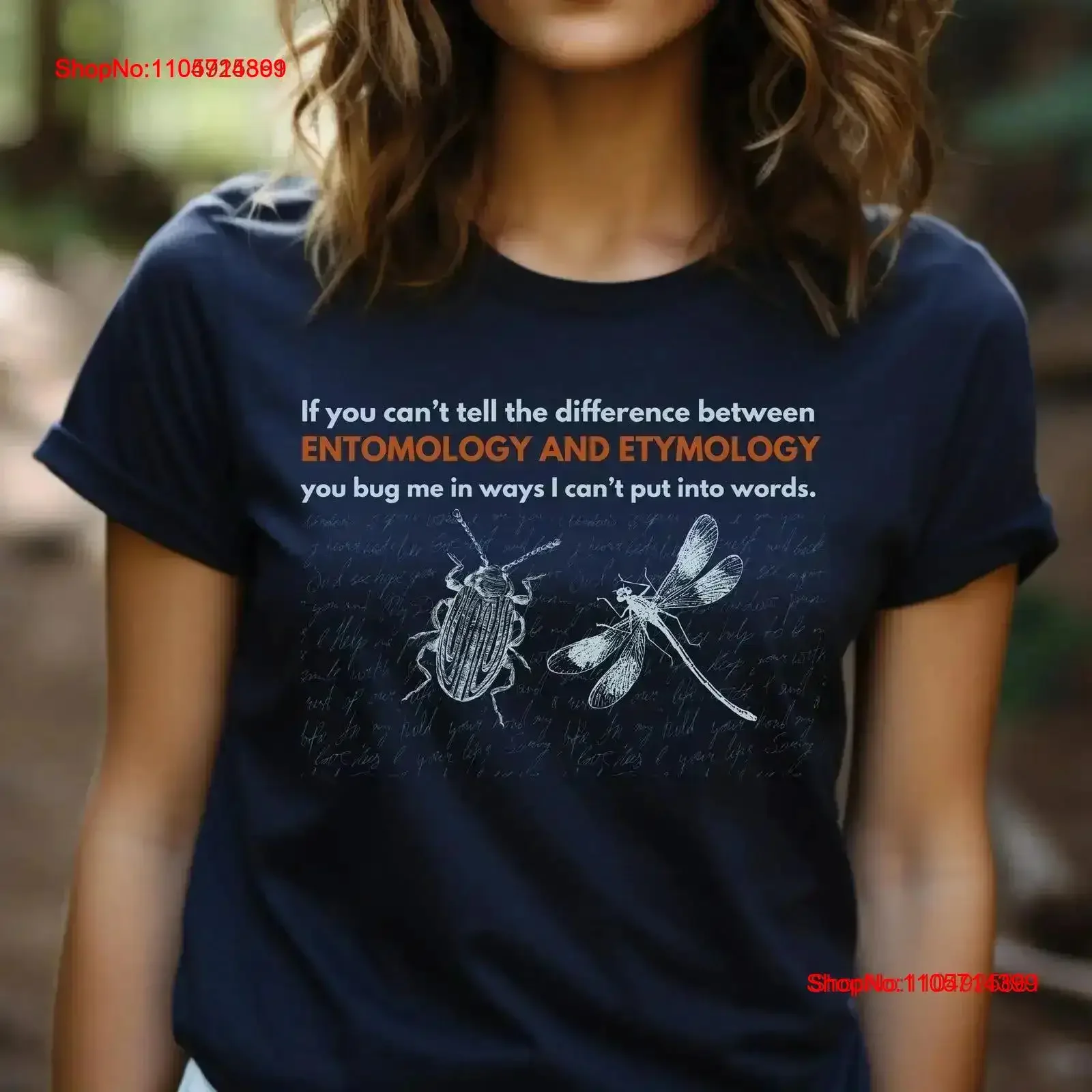 Entomology vs Etymology T Shirt Word Nerd Humor Language Lover Pun Cotton Grammar Teacher Clever Wordplay Linguistic Apparel