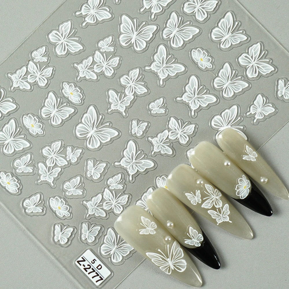 1pcs 5D Japanese Black Butterfly Nail Art Stickers Glitter Shiny Kawaii Self Adhesive Manicure Decorations Tool Decals Accessory