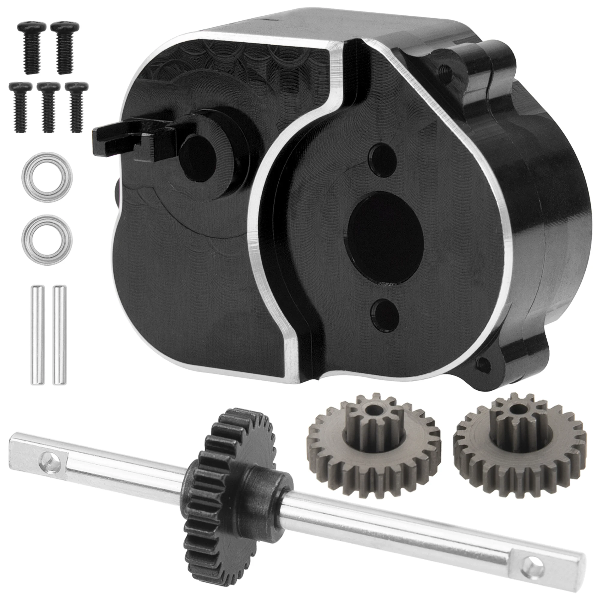 

RC Transfer Case Transmission Gearbox Housing & Steel Gear Set Upgrade Parts Compatible with MN82 MN78 1/12 RC Car