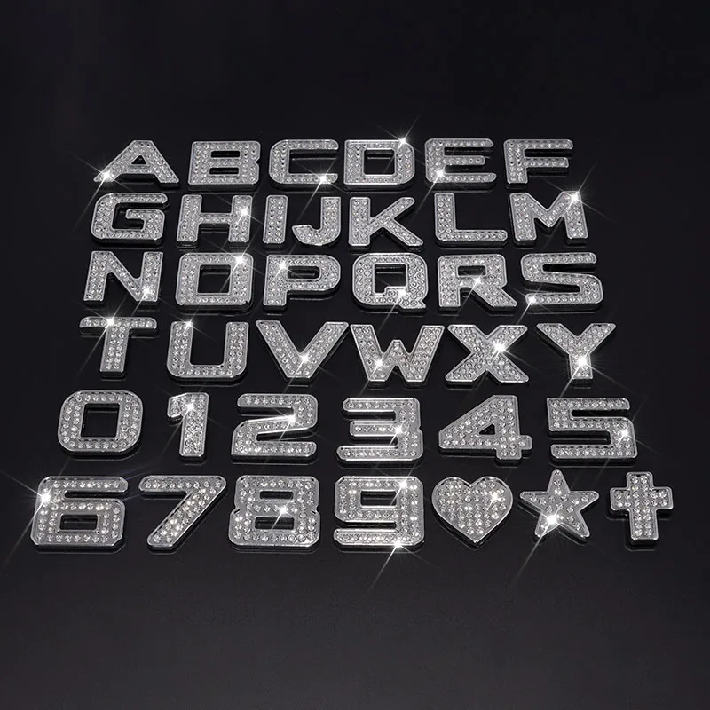 

Silver Rhinestone Letters Numbers Car Stickers, DIY Bling Car Interiors and Exteriors, Car Accessories for Women and Girls