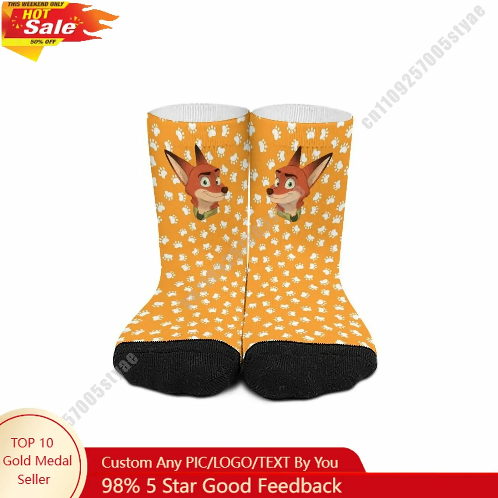 

Nick Wilde Mid Calf Socks Disney Cartoon Custom Design Printed Logo Photo Text DIY Sweat Wicking Sock Sport Sock Birthday Gift