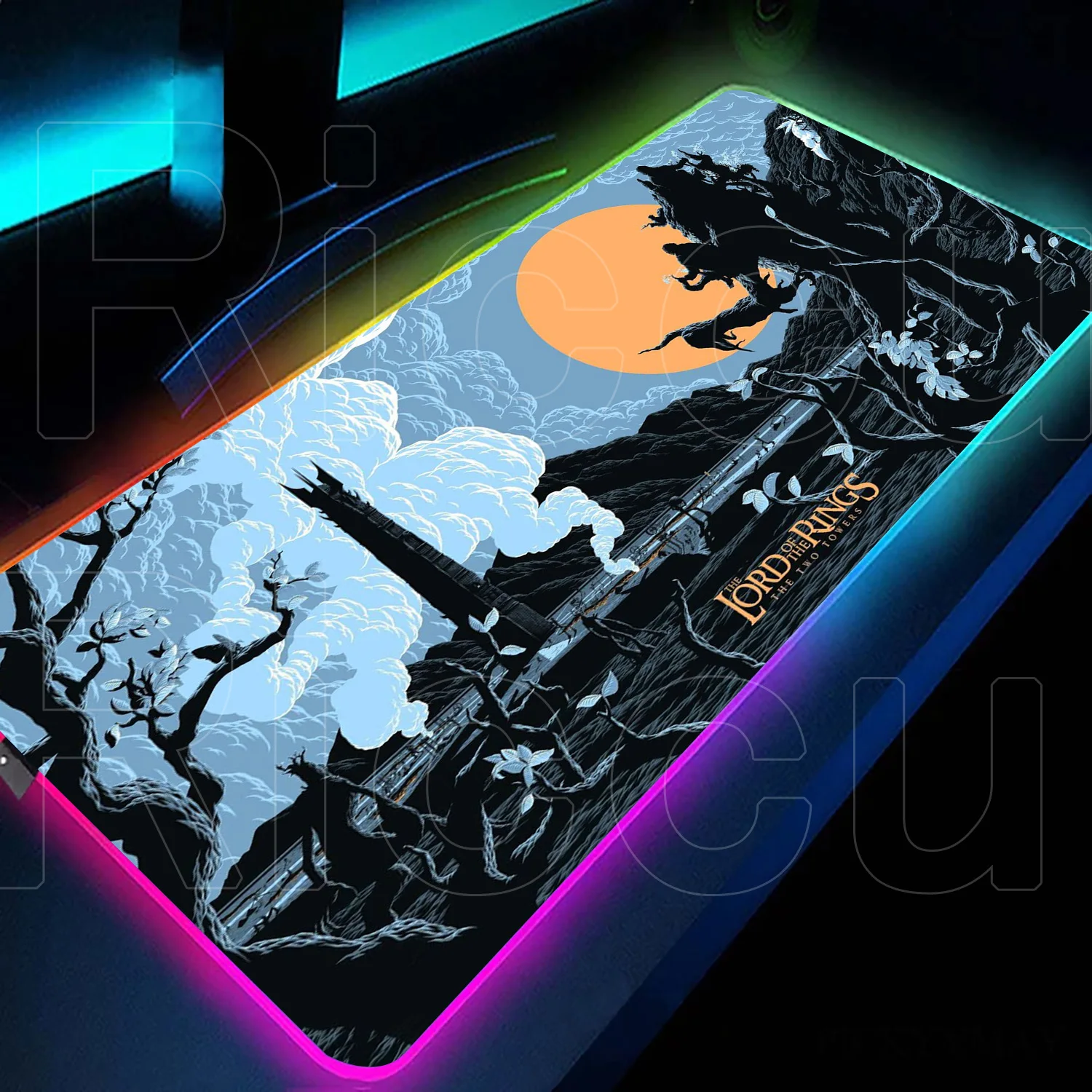 

RGB Lumines Gaming Keyboard Pad The L-Lord Of The Ring Non-slip Deskmat XXL HD Anime Laptop Office Mouse Pad Setup LED Backlight