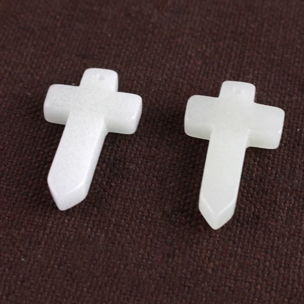 10 pcs Cross Pendant Simulation Luminous Stone Charm For Diy Jewelry Making Necklace Keychain Bracelet Craft Supplies Mixed