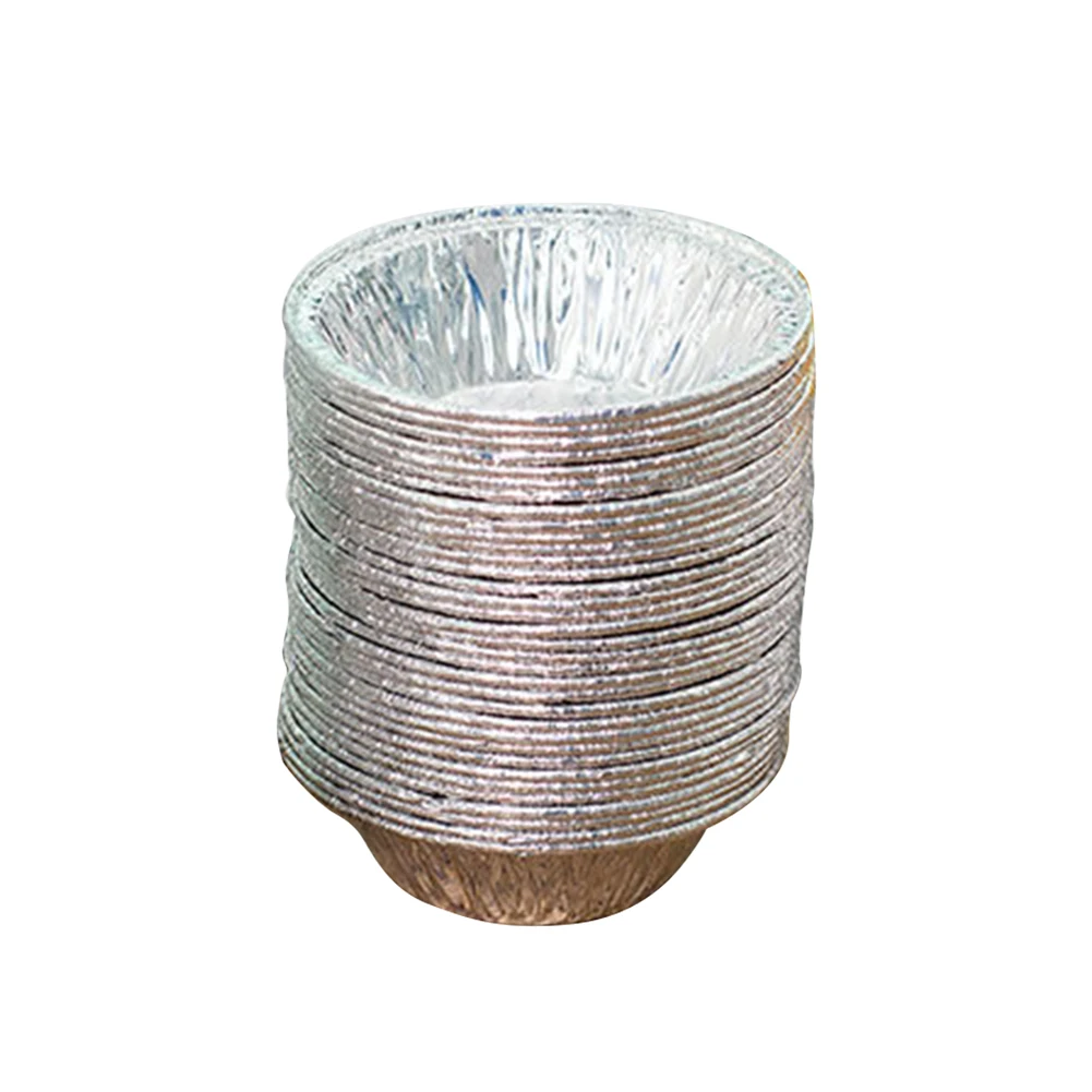 

100pcs Disposable Tin Foil Egg Tart Molds Cupcake Pan Mould Disposable Tin Tart Plate Baking Round Base Set