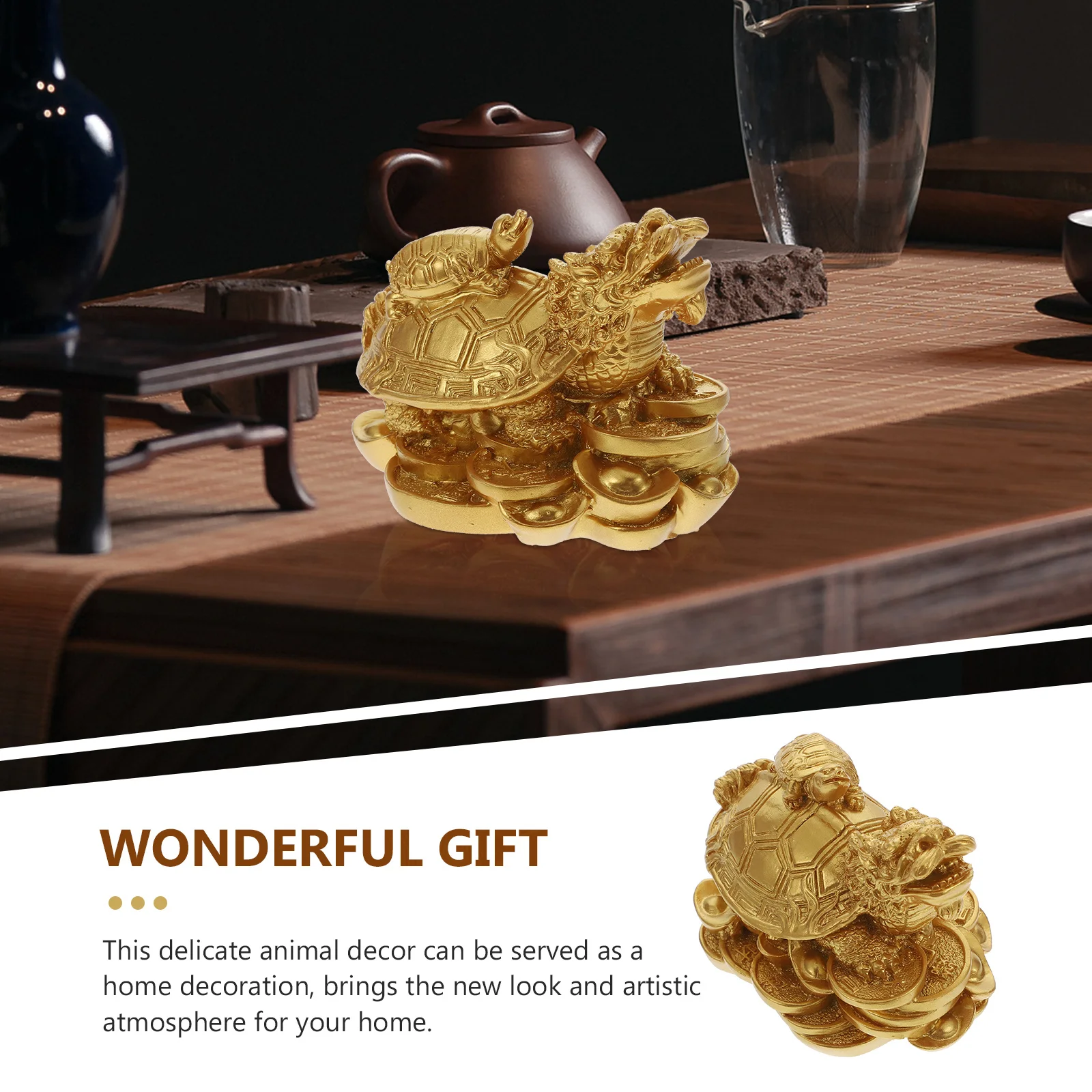 

1Pcs Resin Turtle Dragon Feng Shui Decoration Desktop Prosperity Symbol for Living Room Study Bar Interior Home Furnishings