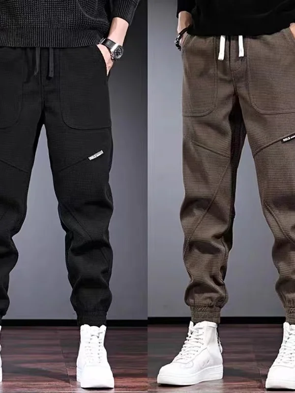 

Loose American Sle Men's Casual Pants Elastic Waist Cargo Trousers Autumn Winter New Sle Long Sports Pants Youth Trend