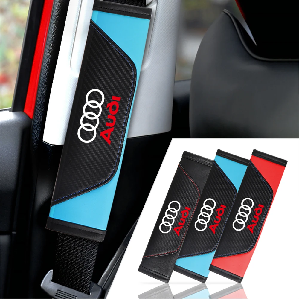 1/2PCS Color Blocked Leather Car Seat Belt Shoulder Pad Protection Accessories For Audi Sline A1 A3 A4 A8 A5 A6 Q1 Q2 Q5 Q7 Q3