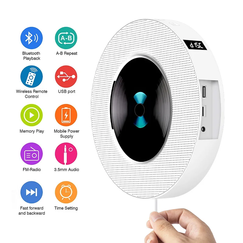 Compact record player CD player wall-mounted CD player intelligent bluetooth audio CD fetus machine portable English CD repeater