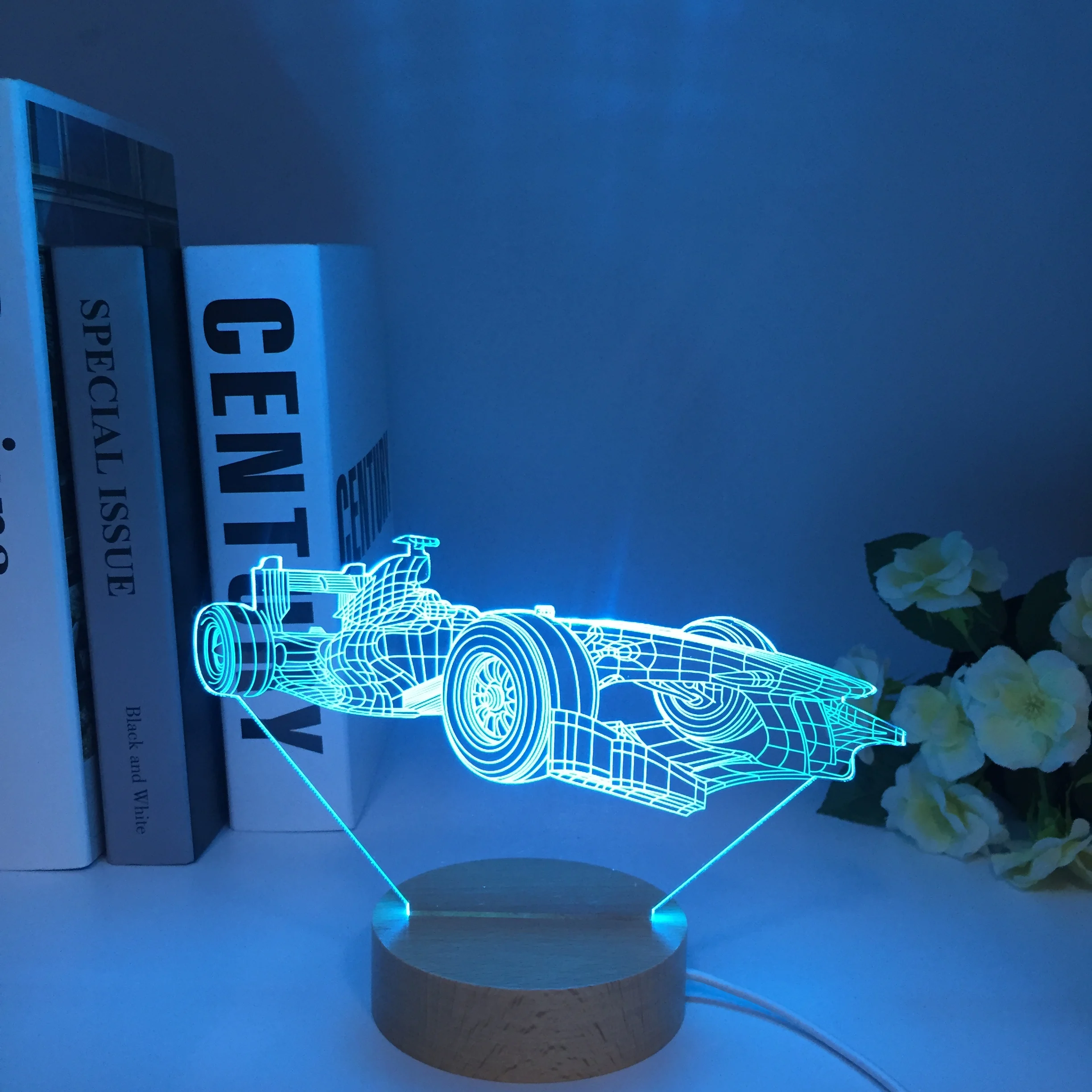 Sports Car F1 3D Illusion Lamp for Child Bedroom Decor Nightlight Color Changing Atmosphere Event Prize Led Night Light Supercar