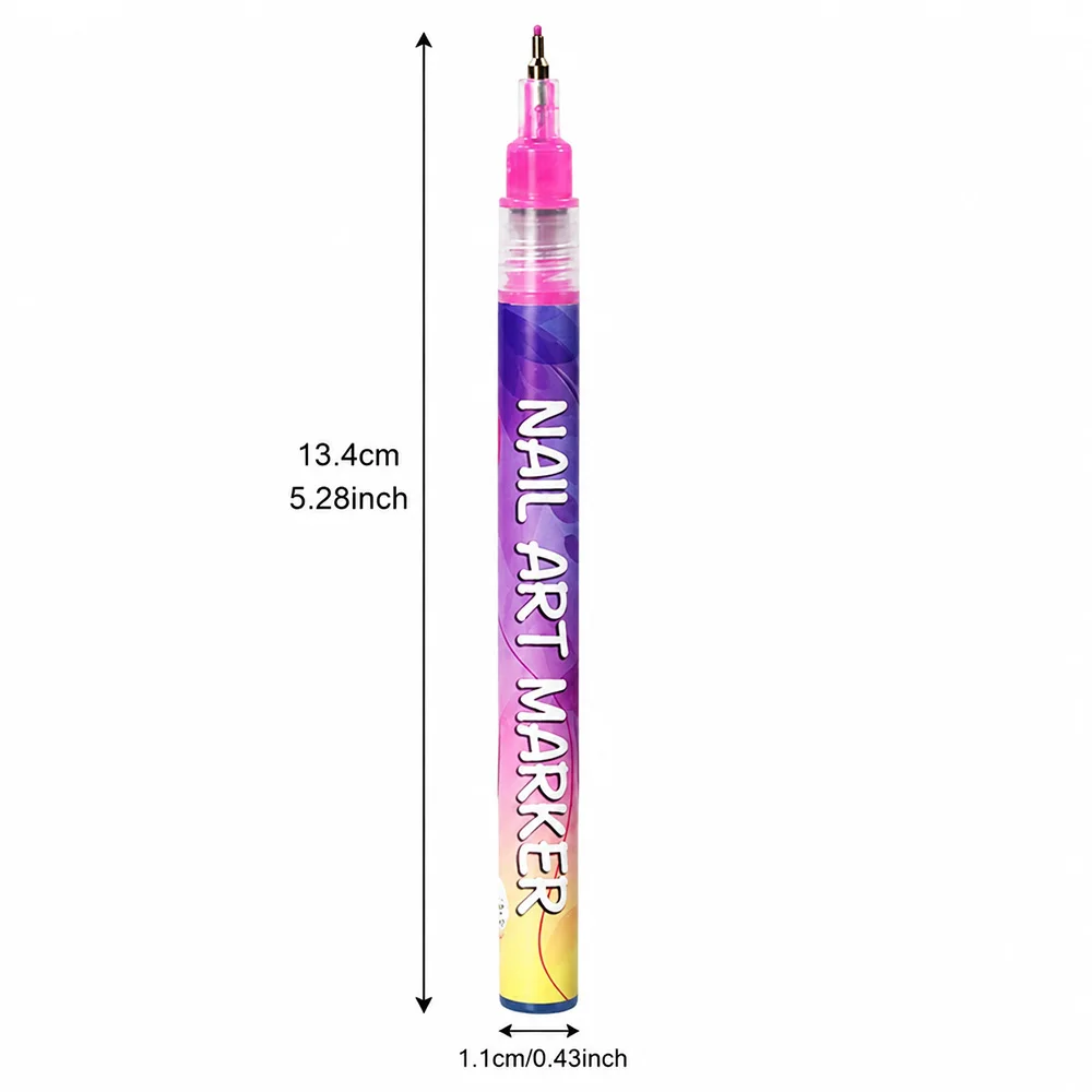 12pcs Colourful Nail Art Pens 0.5mm Fine Tip 3D Acrylic Polish Pen Set Waterproof Graffiti Drawing Liner Brush For DIY Manicure