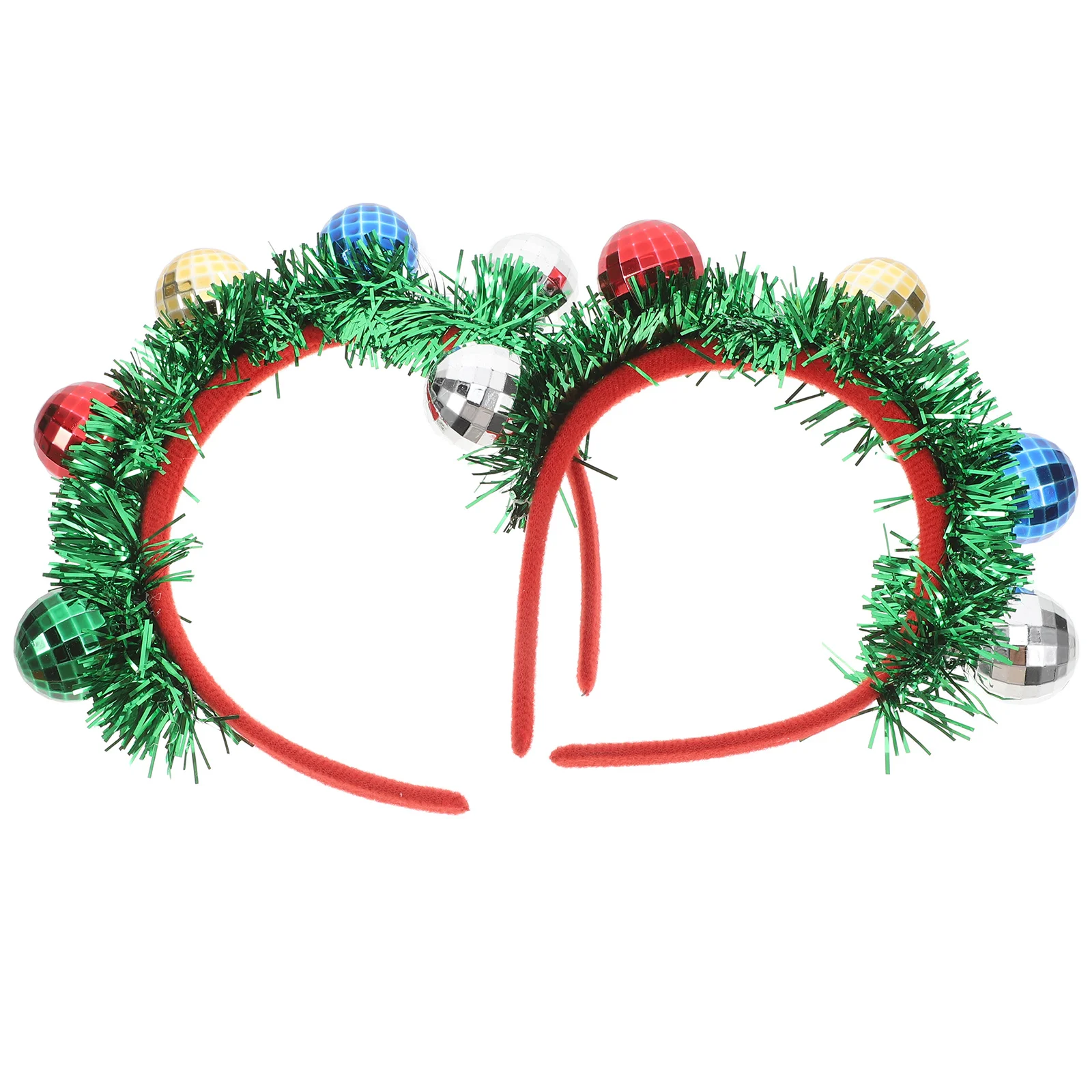 

2Pcs Christmas Headpiece Spotlight Ball Design Festive Party Headband for Holiday Events Family Gathering Teens Green