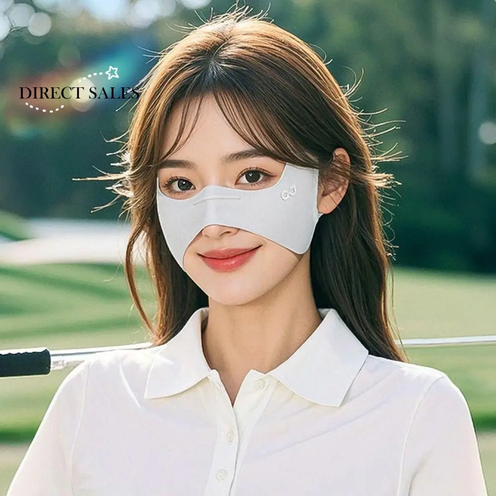 

Breathable Elastic Ice Silk Mask UV Protection Thin Sunscreen Eye Patches Sunscreen Veil Solid Color Golf Face Mask Outdoor