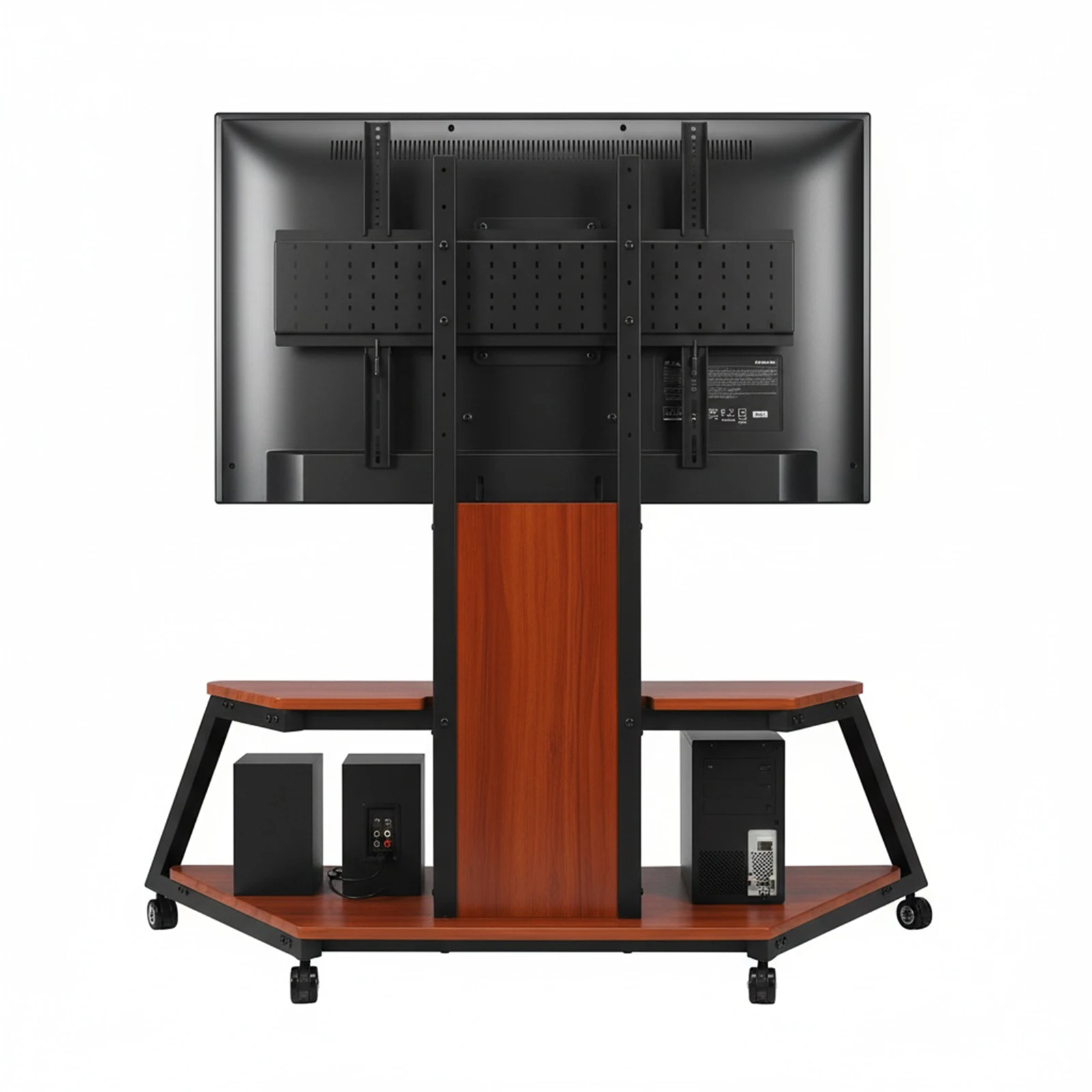 

Подвижная подставка-тележка для телевизоров 60-100 дюймов весом до 220 фунтов с полкой для ноутбука, поворотными колесами и регулировкой высоты, с фиксируемыми колесами