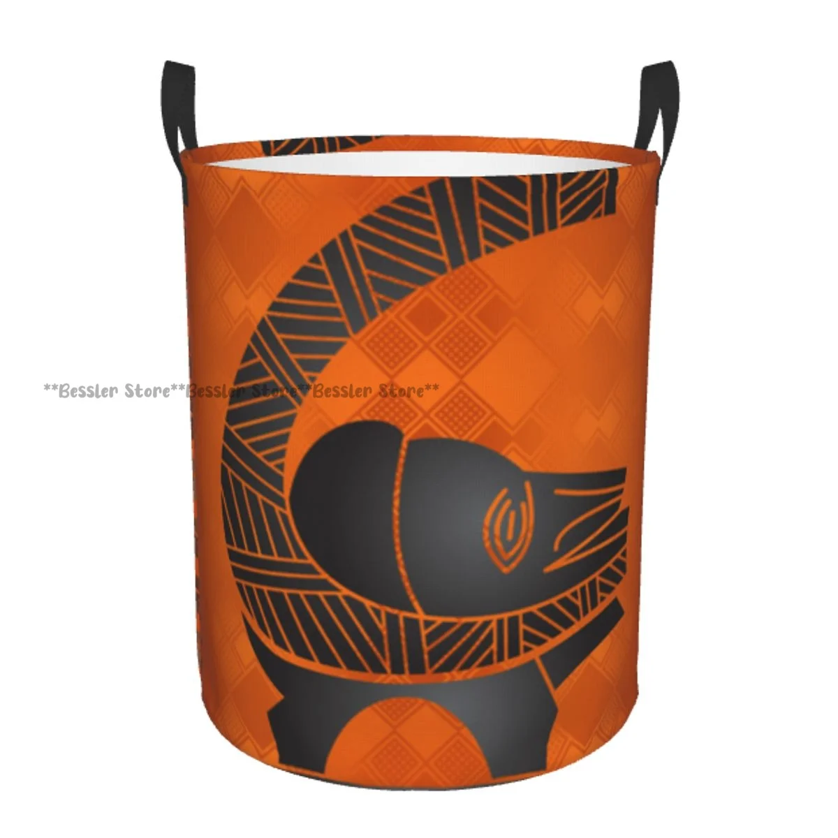 

Laundry Basket African National Ornaments Round Storage Bin Collapsible Hamper Clothes Bucket Organizer