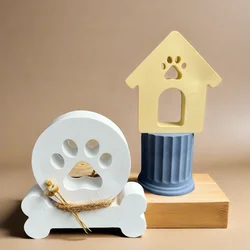 Cute Cat Claw Bone Ornament Plaster Mold Pet Cat and Dog Souvenir Clay Mold Love House Birthday Ornament Silicone Mold