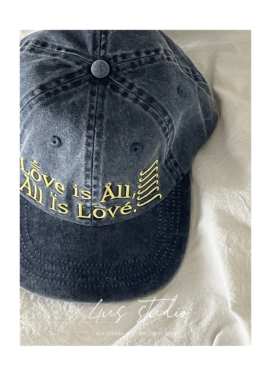 Retro washed peaked cap women's versatile flat-brimmed hat soft top shows face small baseball cap tide