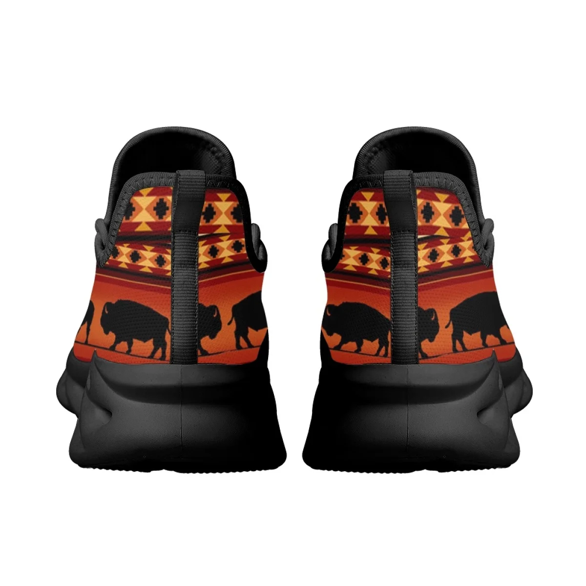 INSTANTARTS Tribal Aztec Cow Sneakers Lightweight Breathable Mesh Soft Shoes Women Outdoor Sports Tennis Walking Vulcanize Shoes