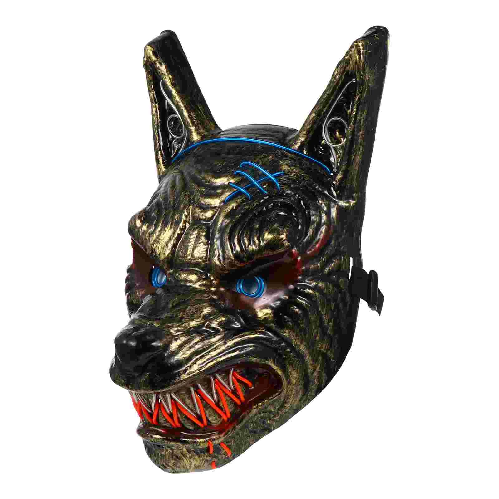 

Mask Glow Halloween Luminous Wolf Head Cosplay LED Terrible Costume Scary Golden