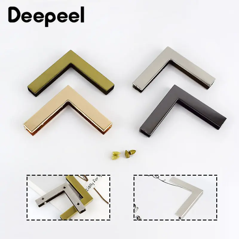 4/10pcs Deepeel 40mm Metal Protect Corner Buckles Bag Edging Screw Clasp Luggage Handbag Leather Crafts DIY Hardware Accessories