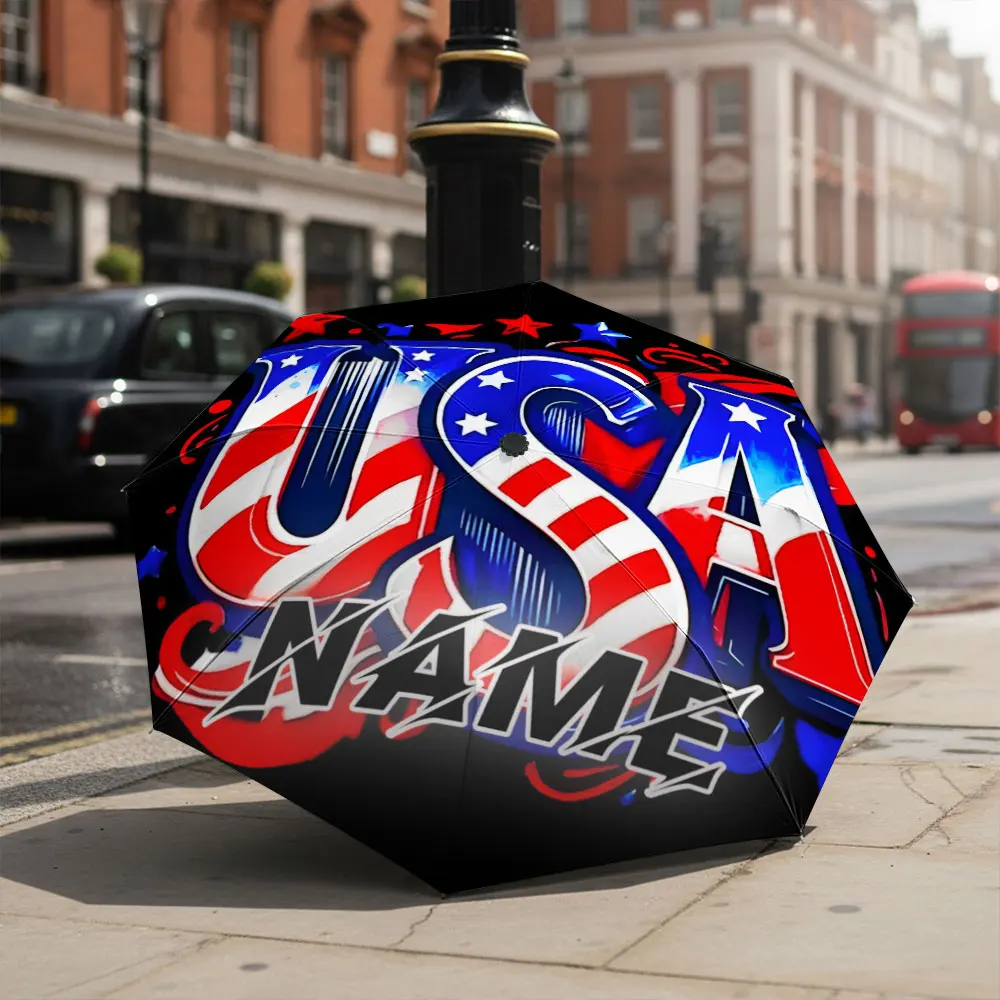 Custom Name umbrella, Patriotic USA Graphic Umbrella Design Fashion Fashion Folding Umbrella for Daily Use, Christmas Gift