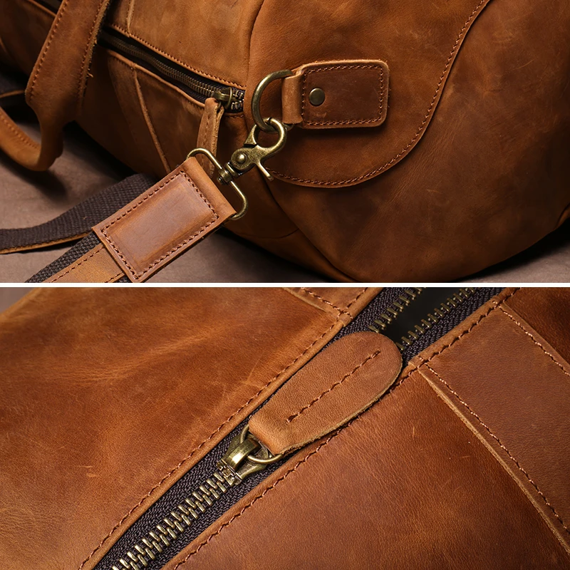 GURO ヴィンテージ クレイジーホース 牛革 トラベルバッグ メンズ 本革 ハンドバッグ カジュアル 週末 キャンプ ラゲッジバッグ デイリー ジム ショルダーバッグ