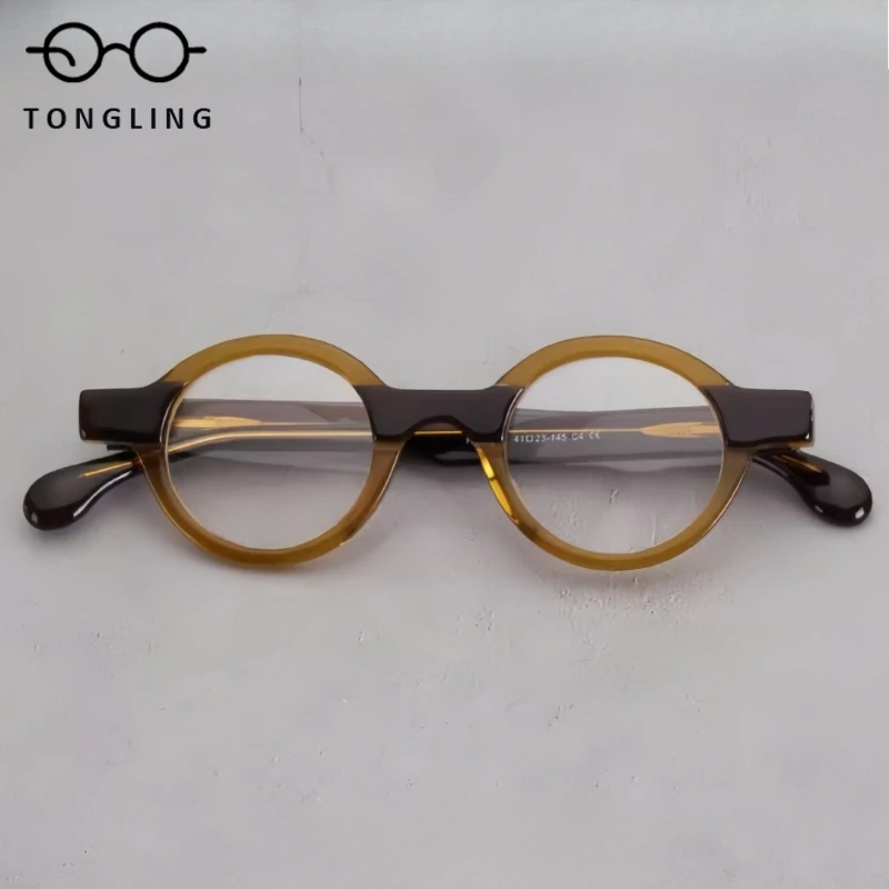 

Высококачественная женская оправа для очков ручной работы в стиле ретро, маленькая овальная мужская цветная высококачественная ацетатная оправа