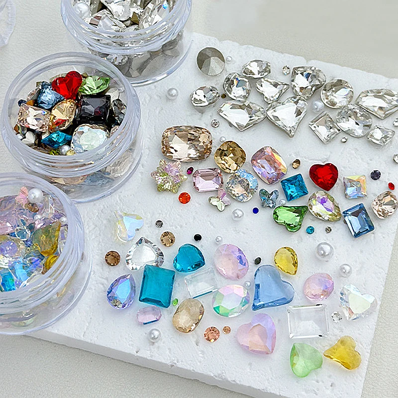 Mixed Design 3D Sharp Bottom Nail Art Rhinestone Pearl Gem Stone Crystal Diamond Accessories Nails Decoration Supplie Material