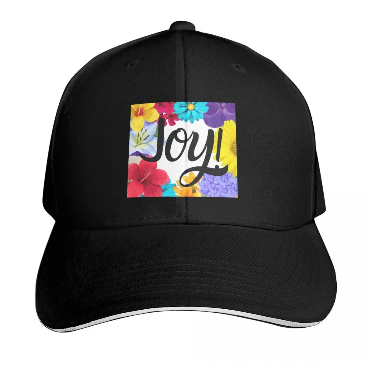 Joy! on bright floral background Baseball Cap Dropshipping hats on offer Luxury Hat Women Men's