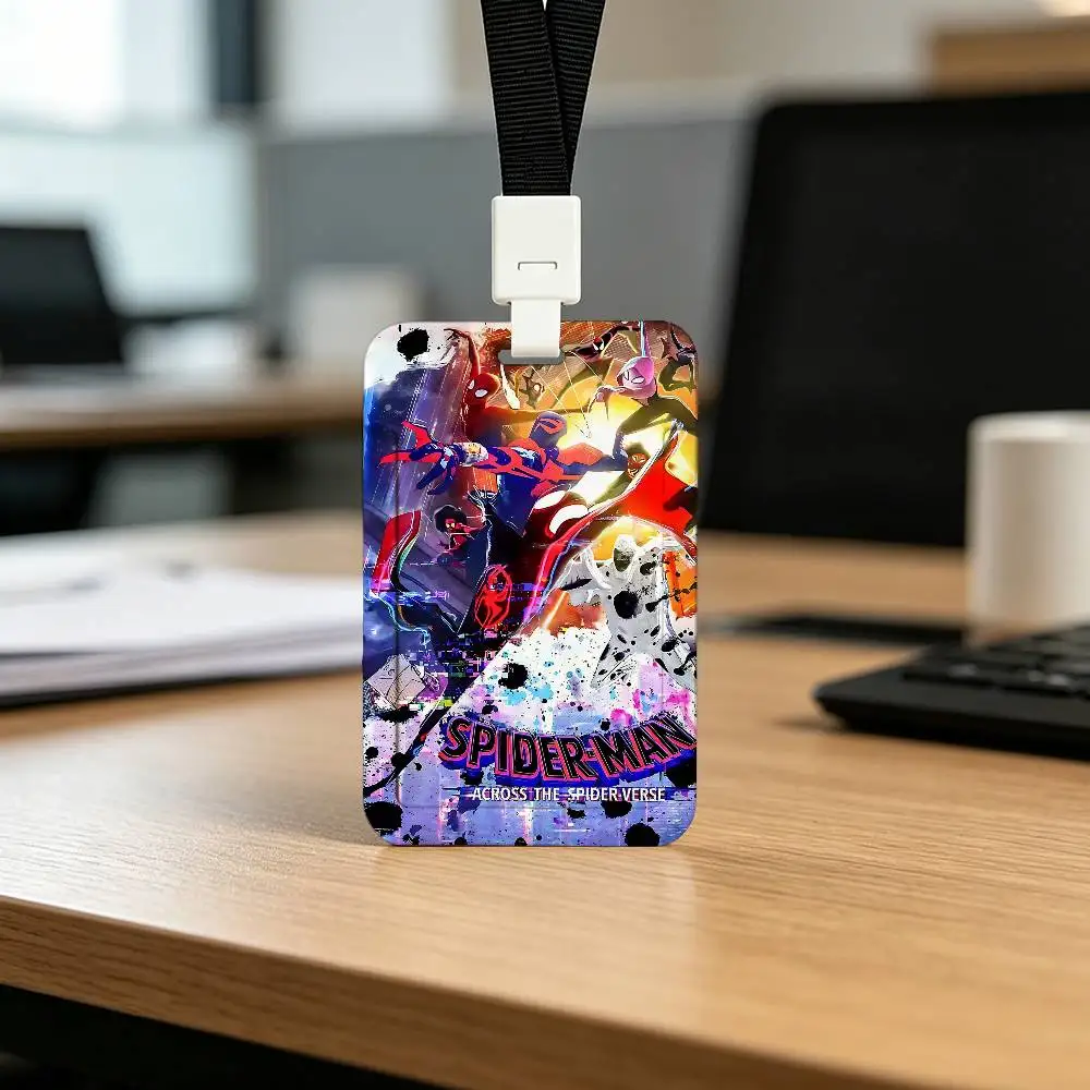 S-Spider Hero M-Man Print Card Printed Tag Holder With Detachable Lanyard, Business Employee ID Card Holder