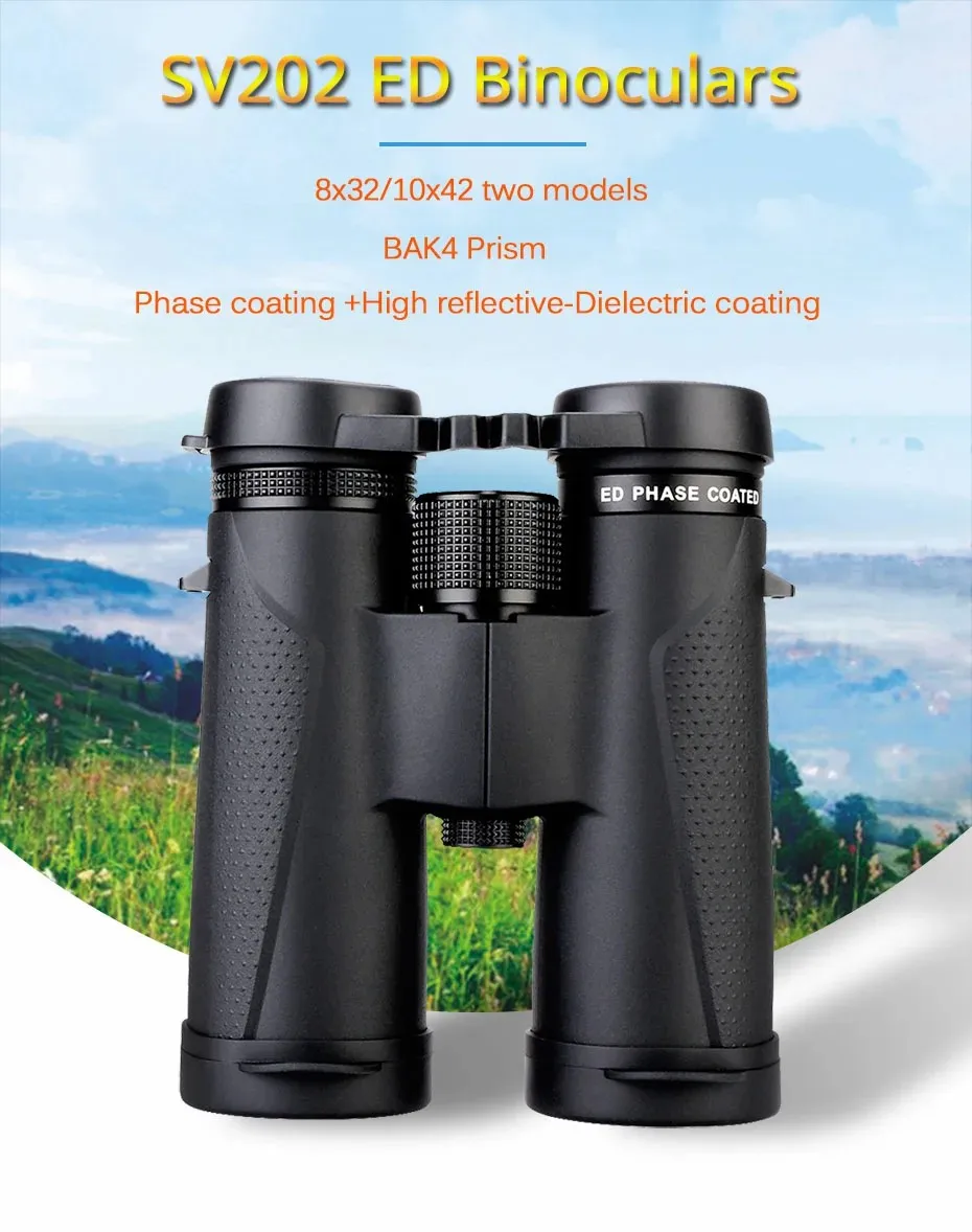 Nuevo SV202 ED binoculares de largo alcance 8X32/8x42/10x42 IPX7 impermeable FMC BAK4, observación de aves, observación de estrellas Camping viajes astronomía