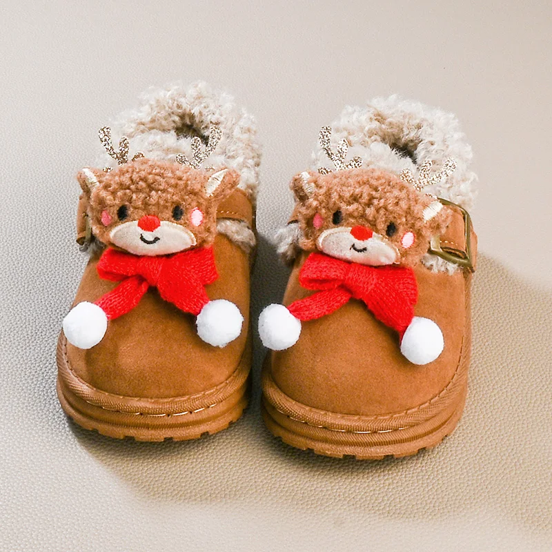 

New Children's Winter Shoes Cute Deer Girls Princess Cotton Shoes Thick Bottom Non-slip Kids Fashion Causal Furry Plush Shoes