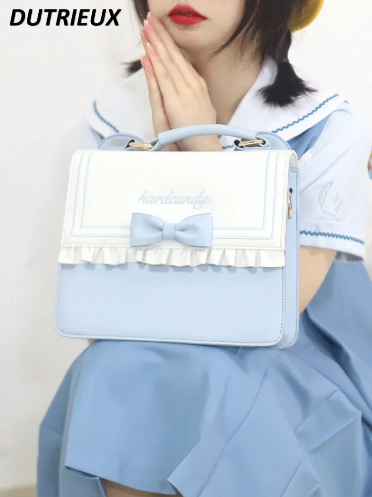 JK Lolita Style Casual One Shoulder Crossbody Bag Girls' Small Square Sweet Cute Fashion 2024 New Spring Autumn Women's Bags