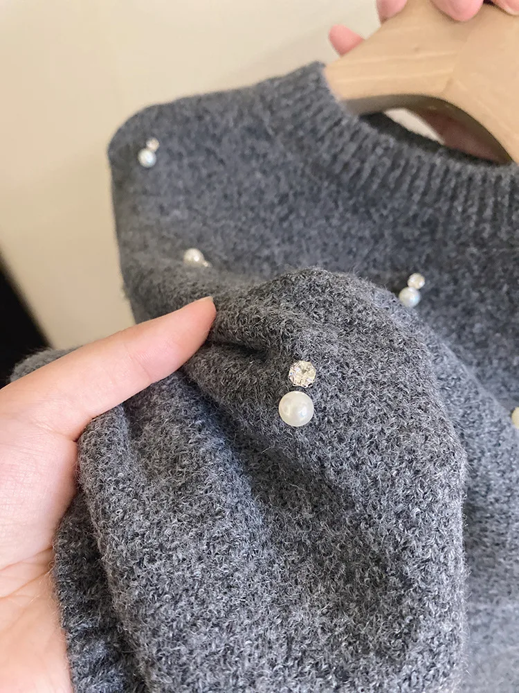 Jupe courte à paillettes avec perles et biscuits pour enfants, pull élégant, vêtements mounommée, nouvelle mode, automne, 2022