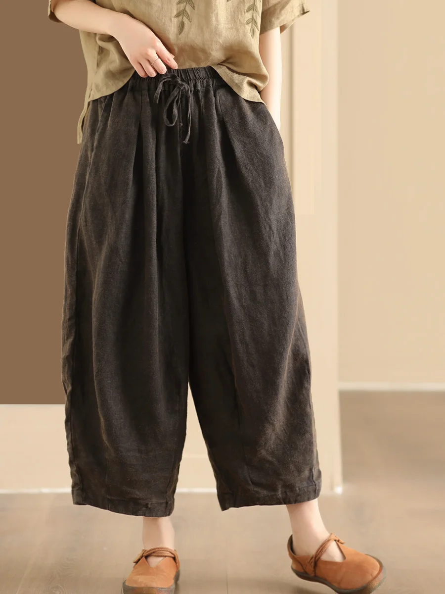 

Женские летние свободные брюки-шаровары из плотного вельвета с поясом и эластичной талией, с эффектом лёгкости и воздухопроницаемости