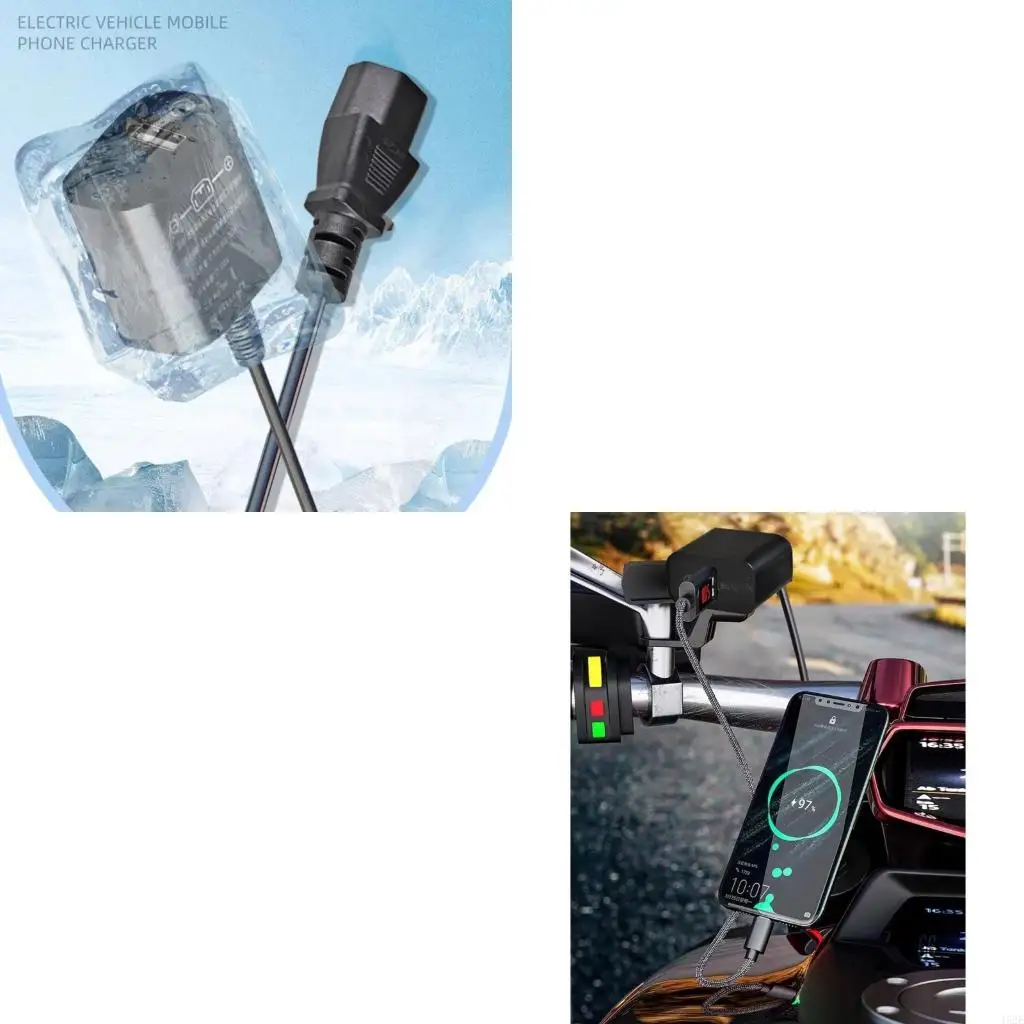 462E 18W Fast USB For Electric Bike Motorcycle DC36V To 120V Power Converter