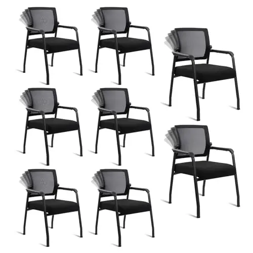 Desk Chair No Wheels with Adjustable Mesh Backrest, Arm Chair with Ergonomic Lumbar Support and Thickened Seats