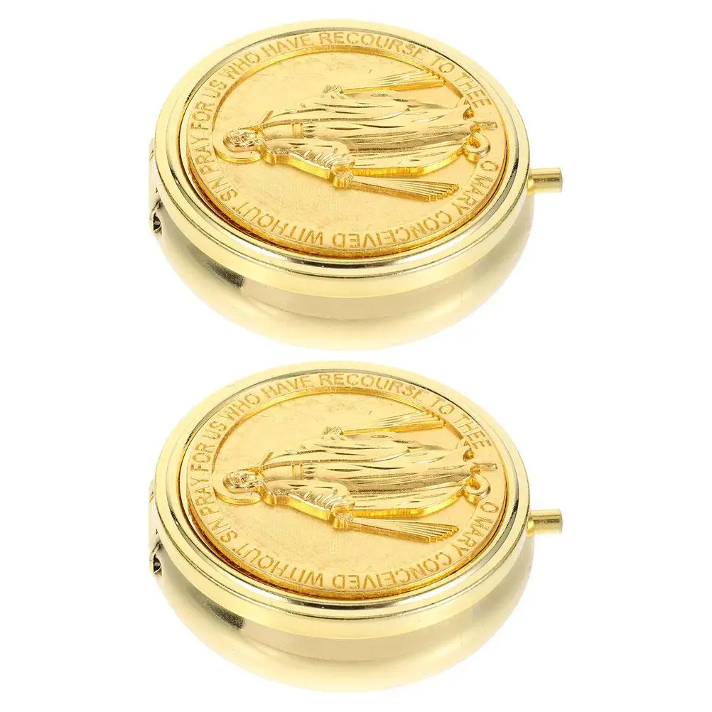 

2 Pcs Gift Box Metal Jewelry Organizer Girl Rosary Holder Storage Case Zinc Alloy Beads